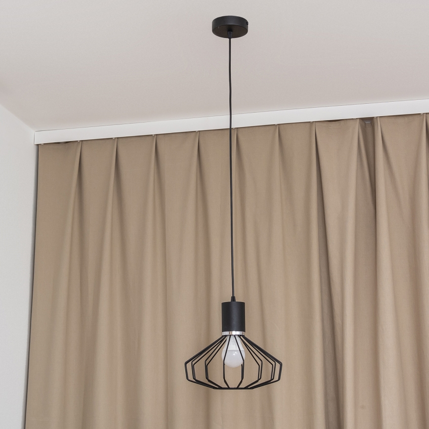Lustre suspenso por cabo SOLANO 1xE27/15W/230V preto/cromado brilhante