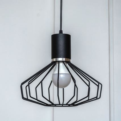 Lustre suspenso por cabo SOLANO 1xE27/15W/230V preto/cromado brilhante