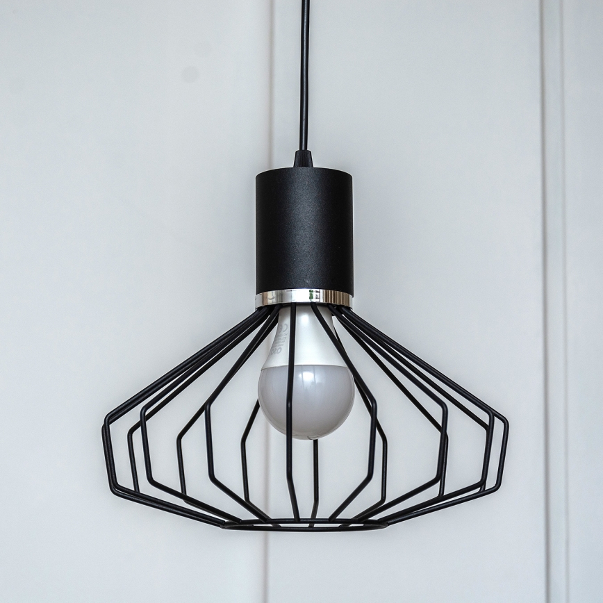 Lustre suspenso por cabo SOLANO 1xE27/15W/230V preto/cromado brilhante