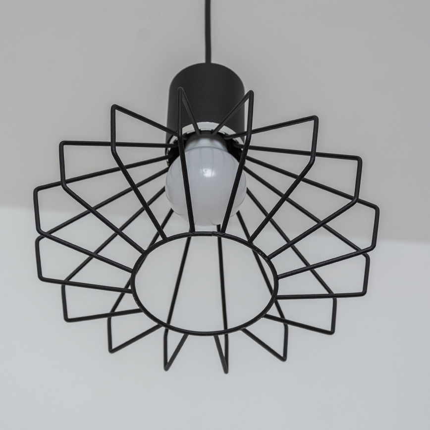 Lustre suspenso por cabo SOLANO 1xE27/15W/230V preto/cromado brilhante