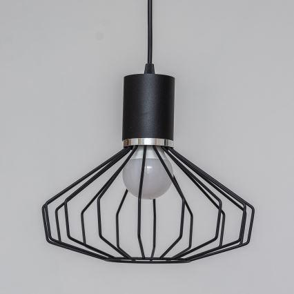Lustre suspenso por cabo SOLANO 1xE27/15W/230V preto/cromado brilhante