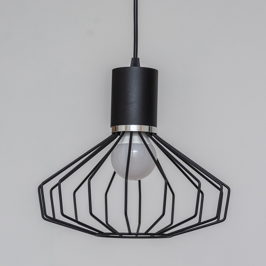 Lustre suspenso por cabo SOLANO 1xE27/15W/230V preto/cromado brilhante
