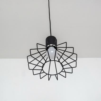 Lustre suspenso por cabo SOLANO 1xE27/15W/230V preto/cromado brilhante
