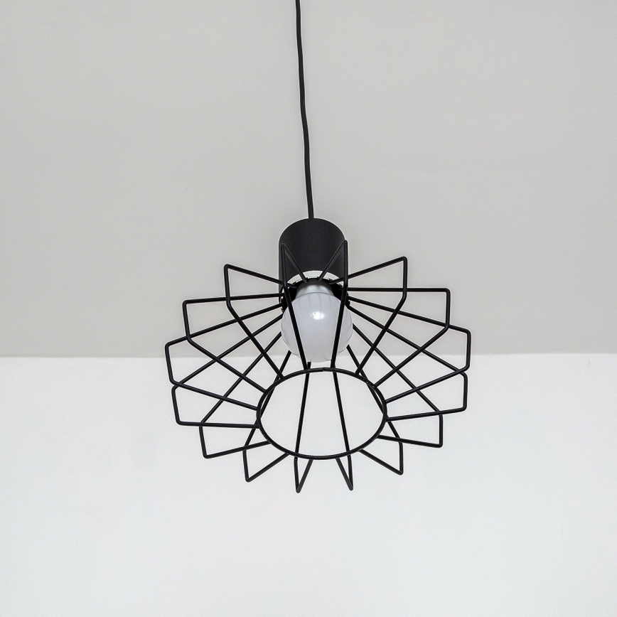 Lustre suspenso por cabo SOLANO 1xE27/15W/230V preto/cromado brilhante