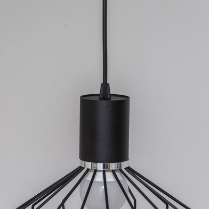 Lustre suspenso por cabo SOLANO 1xE27/15W/230V preto/cromado brilhante