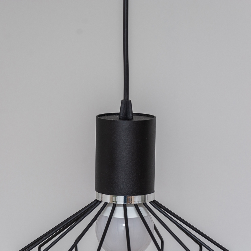 Lustre suspenso por cabo SOLANO 1xE27/15W/230V preto/cromado brilhante