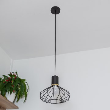 Lustre suspenso por cabo SOLANO 1xE27/15W/230V preto/dourado
