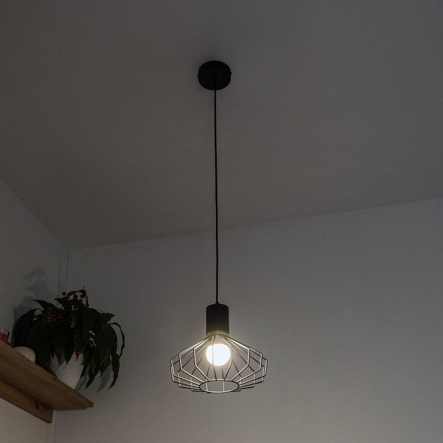Lustre suspenso por cabo SOLANO 1xE27/15W/230V preto/dourado