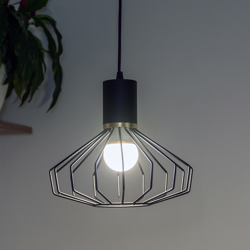 Lustre suspenso por cabo SOLANO 1xE27/15W/230V preto/dourado