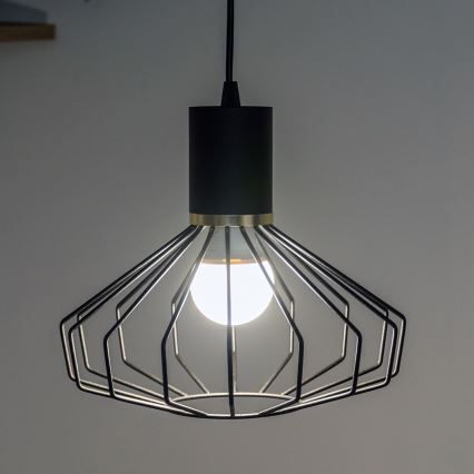 Lustre suspenso por cabo SOLANO 1xE27/15W/230V preto/dourado