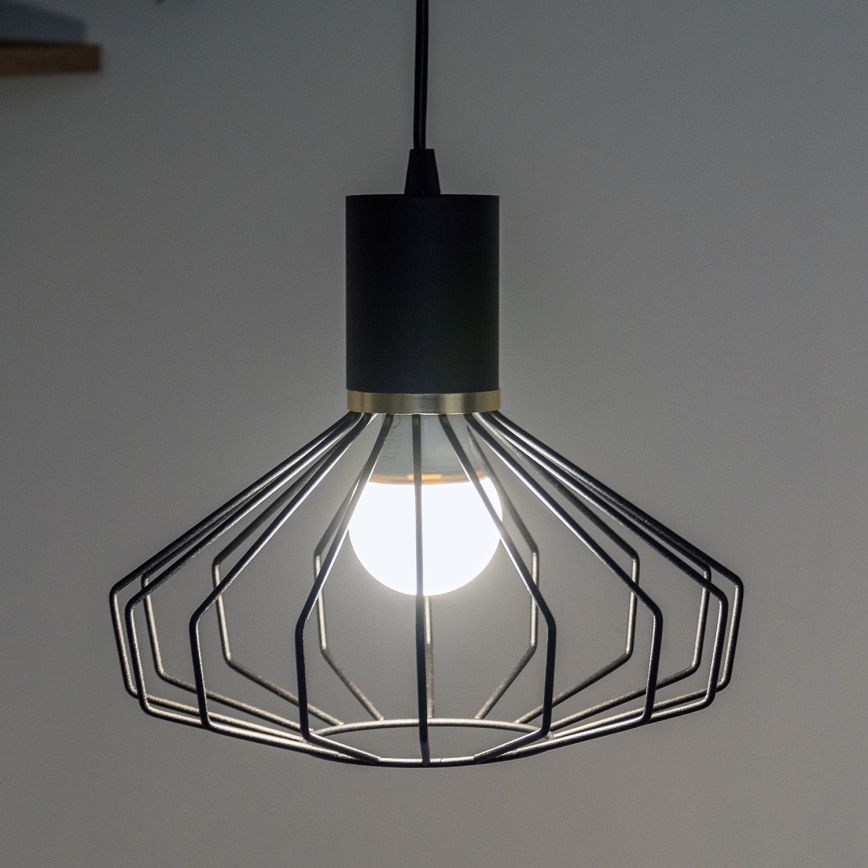 Lustre suspenso por cabo SOLANO 1xE27/15W/230V preto/dourado