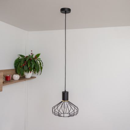 Lustre suspenso por cabo SOLANO 1xE27/15W/230V preto/dourado