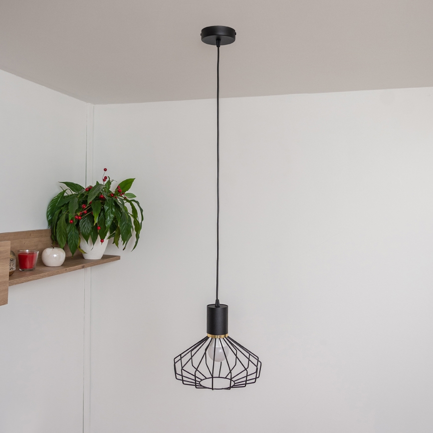 Lustre suspenso por cabo SOLANO 1xE27/15W/230V preto/dourado