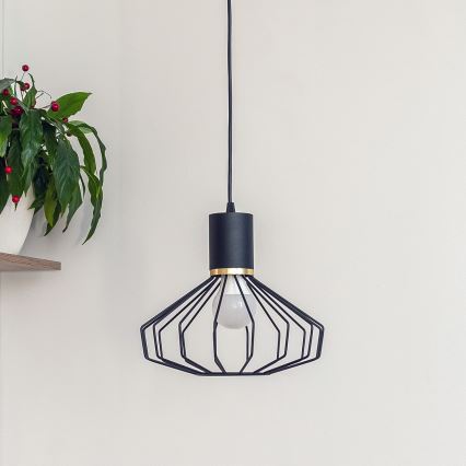 Lustre suspenso por cabo SOLANO 1xE27/15W/230V preto/dourado