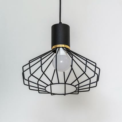 Lustre suspenso por cabo SOLANO 1xE27/15W/230V preto/dourado