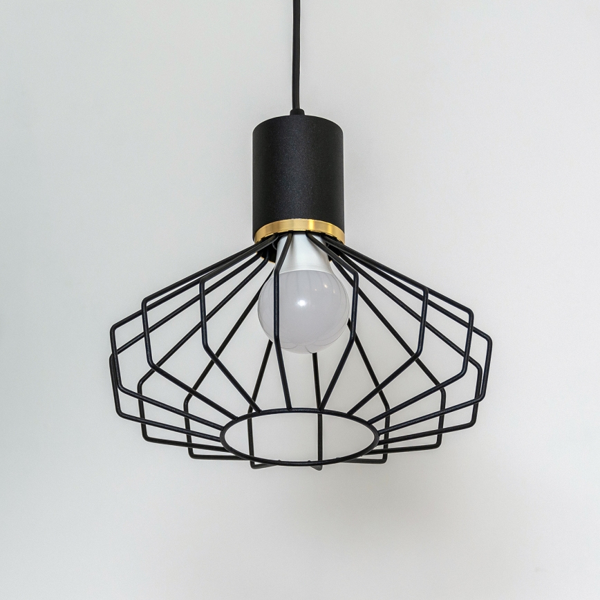 Lustre suspenso por cabo SOLANO 1xE27/15W/230V preto/dourado