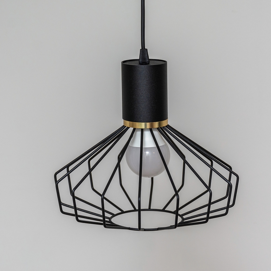 Lustre suspenso por cabo SOLANO 1xE27/15W/230V preto/dourado
