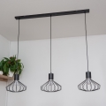 Lustre suspenso por cabo SOLANO 3xE27/15W/230V preto/cromado brilhante