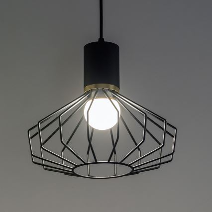 Lustre suspenso por cabo SOLANO 3xE27/15W/230V preto/dourado