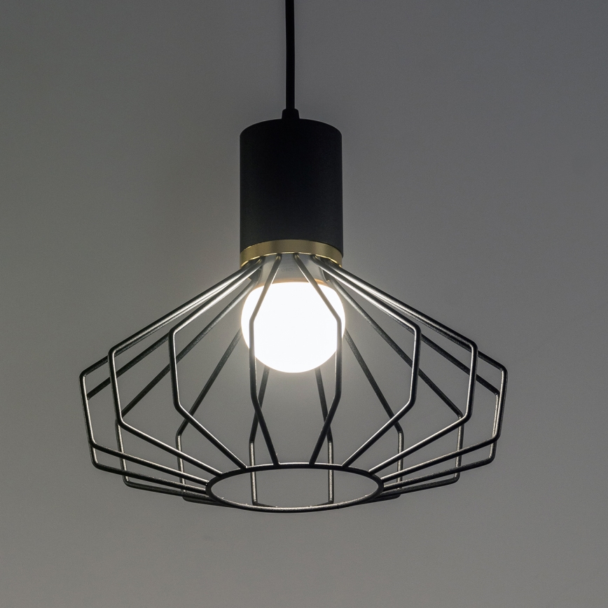 Lustre suspenso por cabo SOLANO 3xE27/15W/230V preto/dourado
