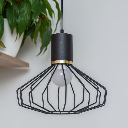 Lustre suspenso por cabo SOLANO 3xE27/15W/230V preto/dourado