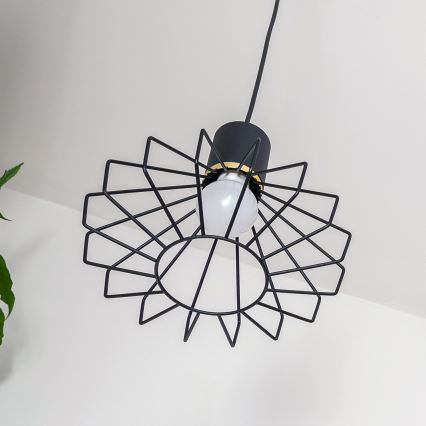 Lustre suspenso por cabo SOLANO 3xE27/15W/230V preto/dourado