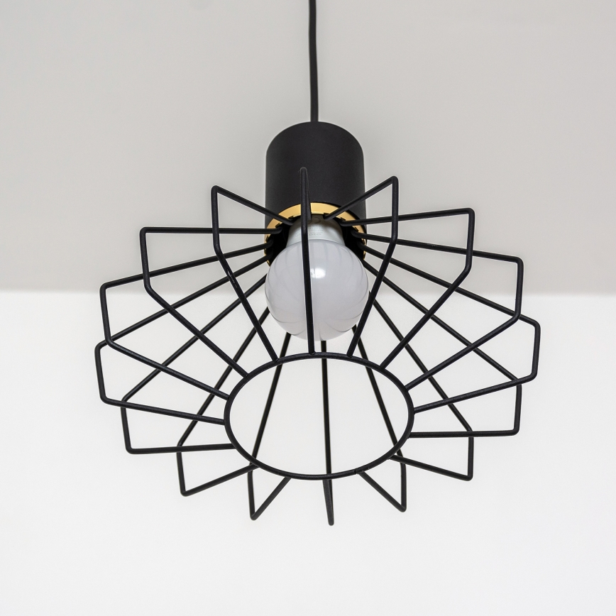 Lustre suspenso por cabo SOLANO 3xE27/15W/230V preto/dourado