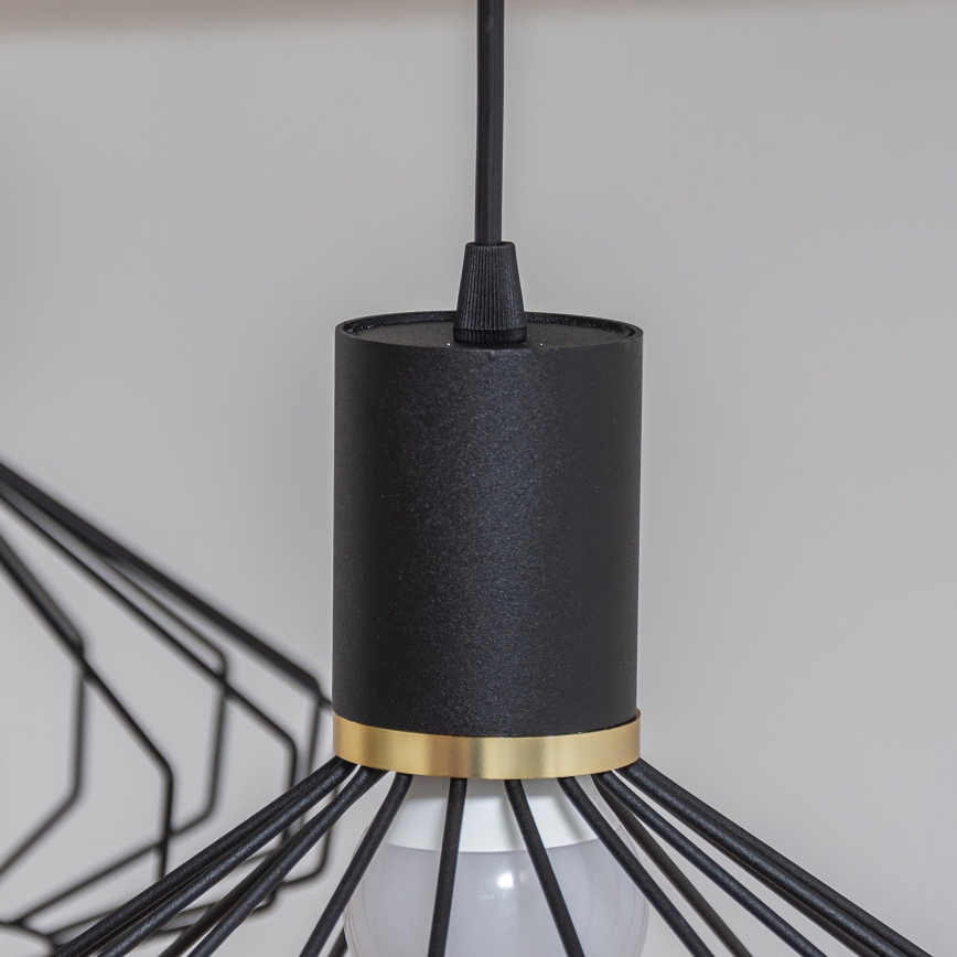 Lustre suspenso por cabo SOLANO 3xE27/15W/230V preto/dourado