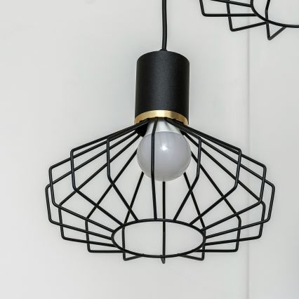 Lustre suspenso por cabo SOLANO 3xE27/15W/230V preto/dourado