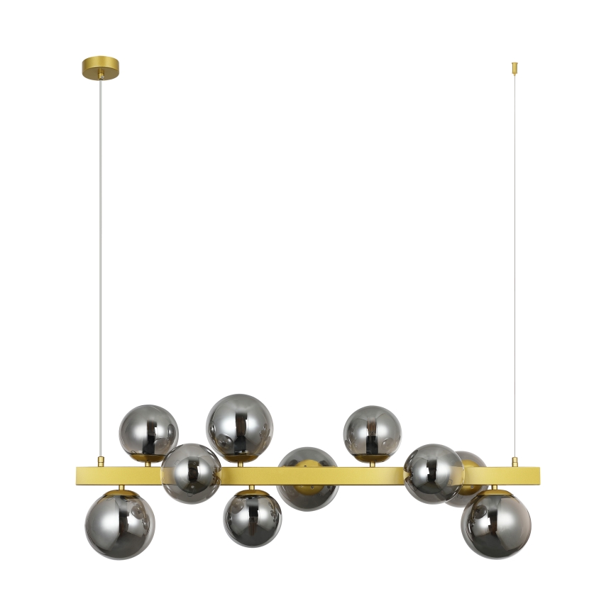Lustre suspenso por cabo SOLARI 10xE14/15W/230V dourado/preto fumê