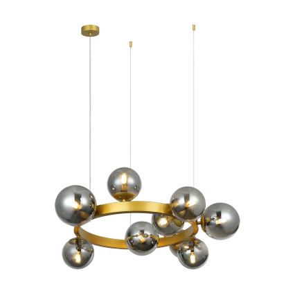 Lustre suspenso por cabo SOLARI 9xE14/15W/230V dourado/preto fumê