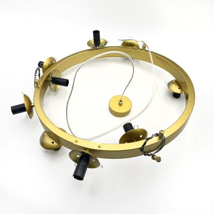 Lustre suspenso por cabo SOLARI 9xE14/15W/230V dourado/preto fumê