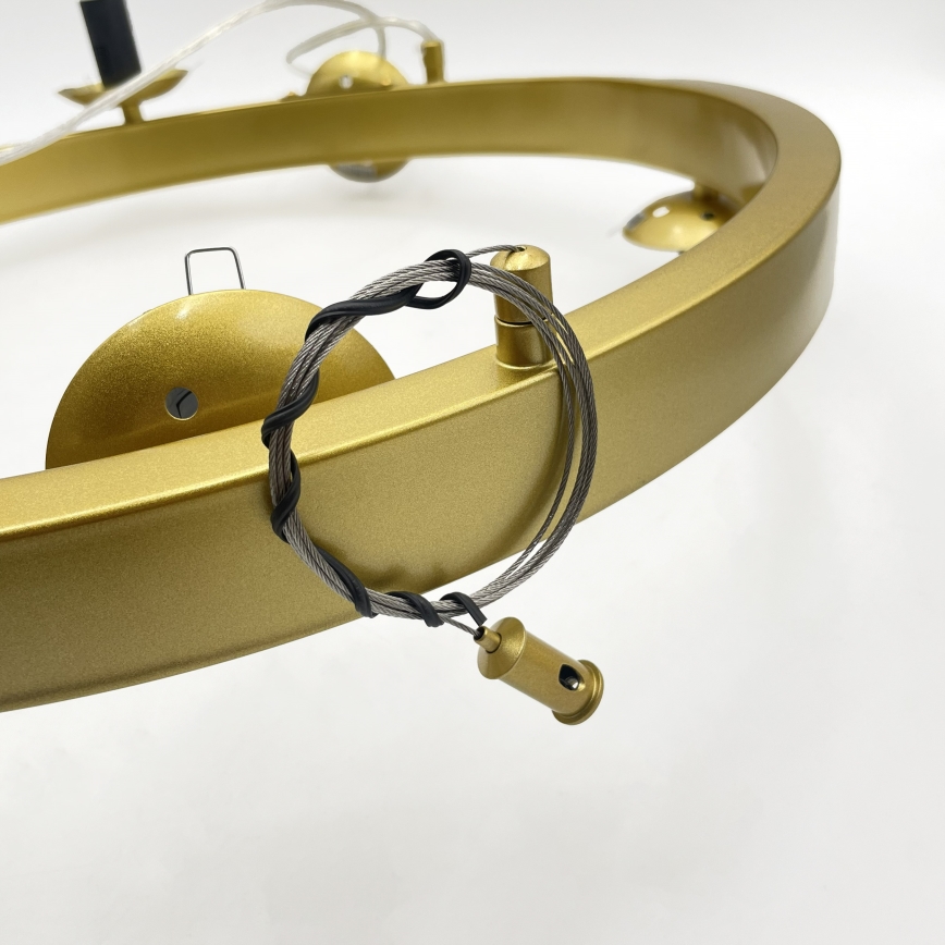 Lustre suspenso por cabo SOLARI 9xE14/15W/230V dourado/preto fumê