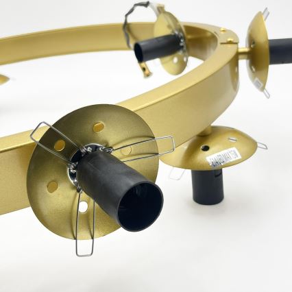 Lustre suspenso por cabo SOLARI 9xE14/15W/230V dourado/preto fumê