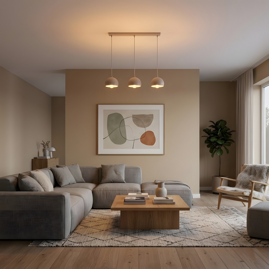 Lustre suspenso por cabo SOOL 3xE27/15W/230V, creme