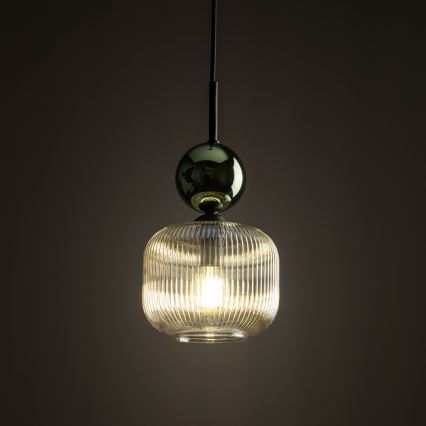 Lustre suspenso por cabo SOPHIA 1xE14/10W/230V preto/verde/bege fumê