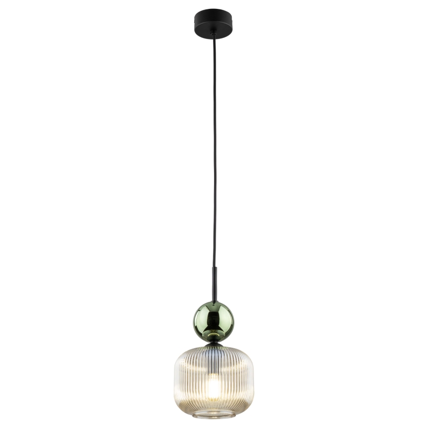 Lustre suspenso por cabo SOPHIA 1xE14/10W/230V preto/verde/bege fumê
