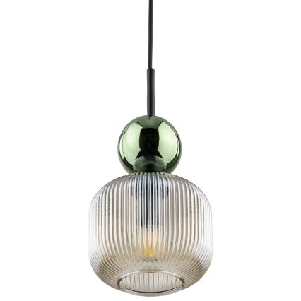 Lustre suspenso por cabo SOPHIA 1xE14/10W/230V preto/verde/bege fumê