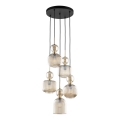 Lustre suspenso por cabo SOPHIA 5xE14/10W/230V preto/bege fumê