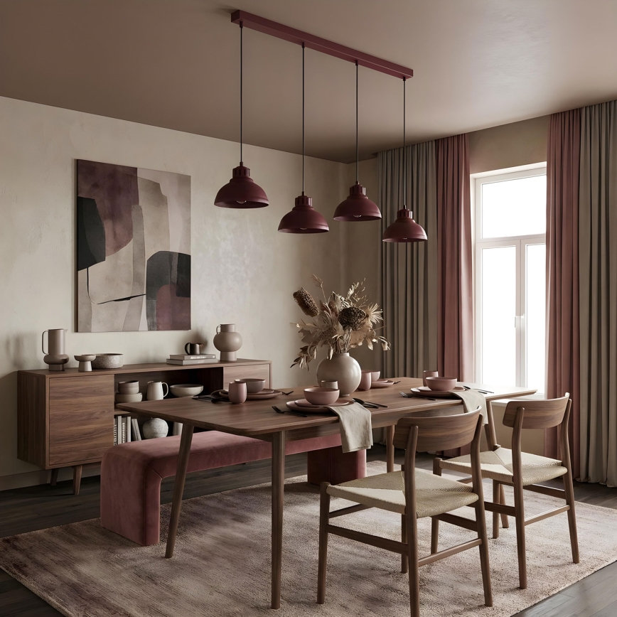 Lustre suspenso por cabo SVEN 4xE27/15W/230V bordeaux