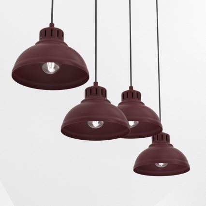 Lustre suspenso por cabo SVEN 4xE27/15W/230V bordeaux