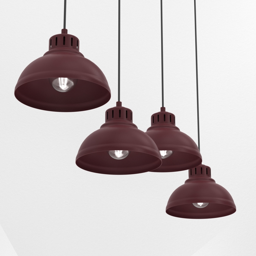 Lustre suspenso por cabo SVEN 4xE27/15W/230V bordeaux