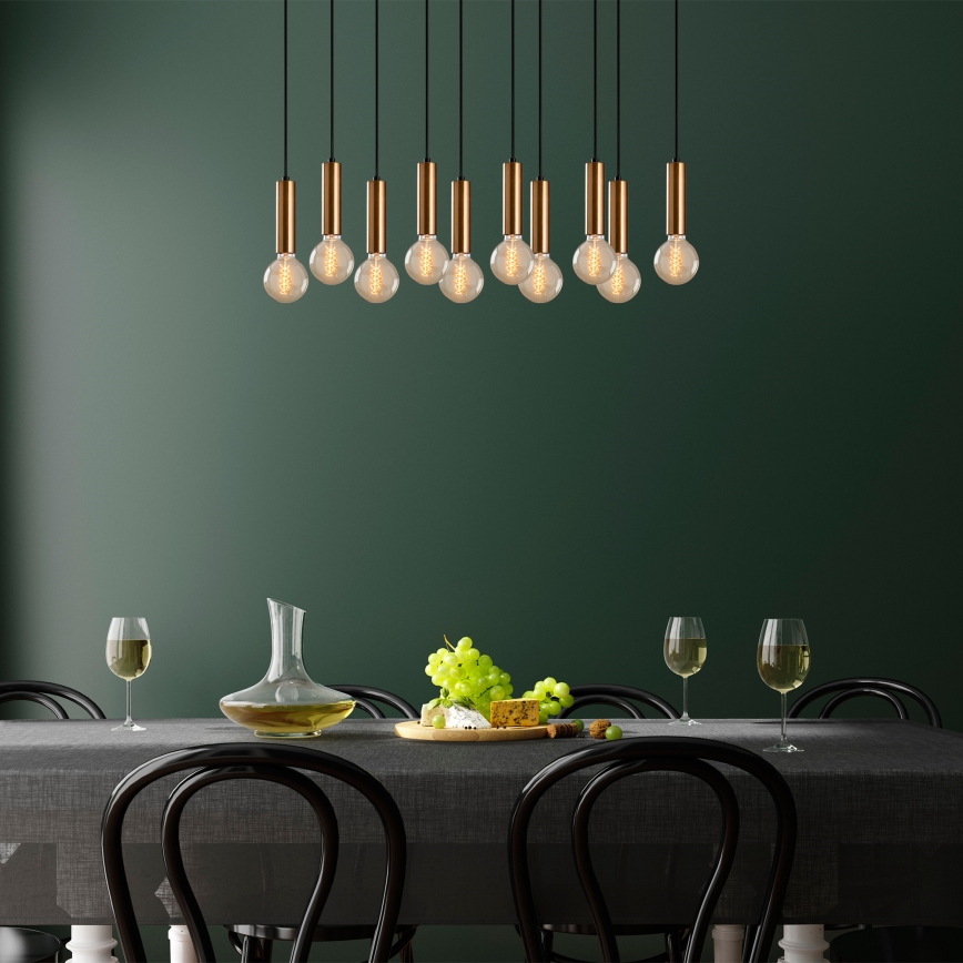 Lustre suspenso por cabo TEMPO 10xE27/40W/230V dourado