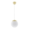 Lustre suspenso por cabo TOYA 1xE27/60W/230V, diâmetro 20 cm, branco/dourado