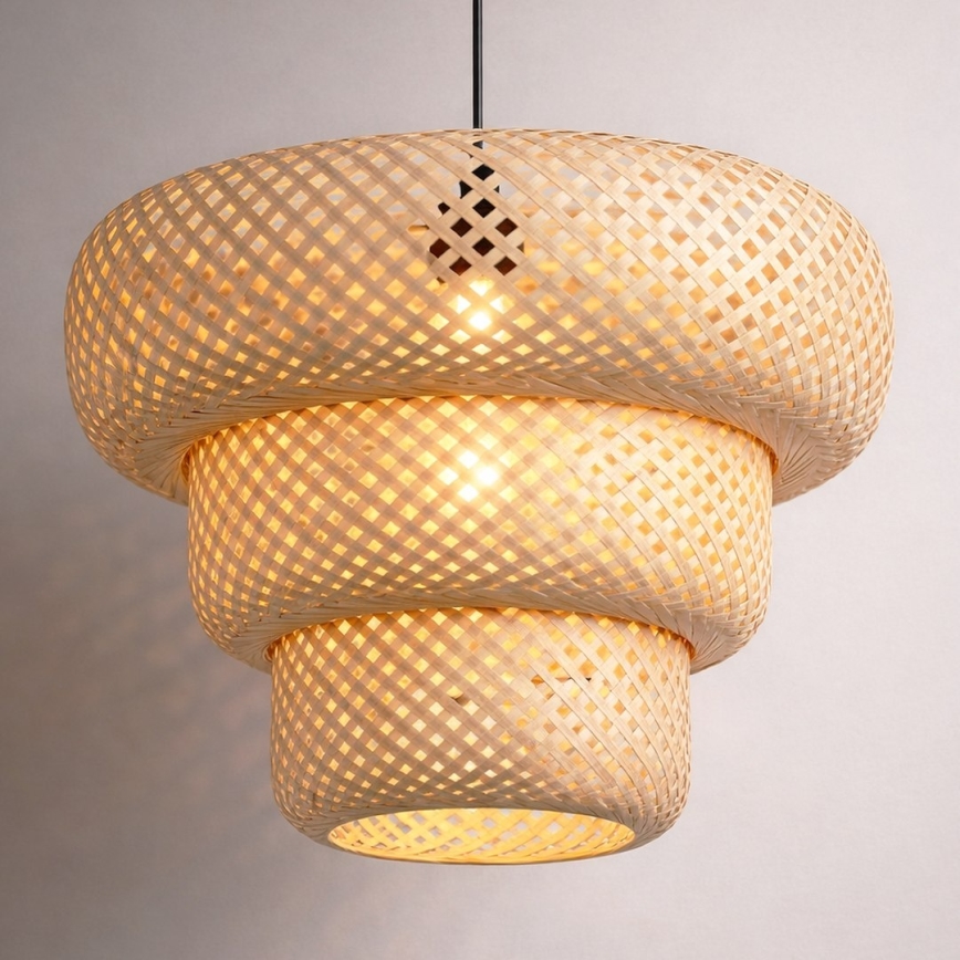 Lustre suspenso por cabo TULUM, 1xE27/15W/230V, diâmetro 35 cm, bambu