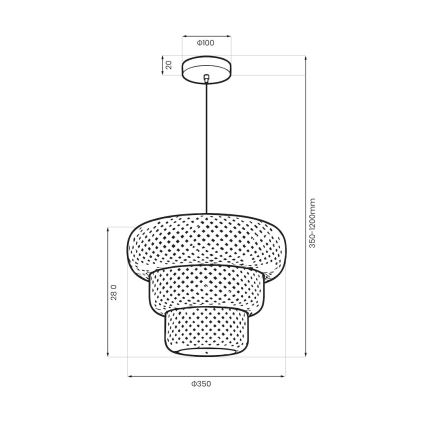 Lustre suspenso por cabo TULUM, 1xE27/15W/230V, diâmetro 35 cm, bambu