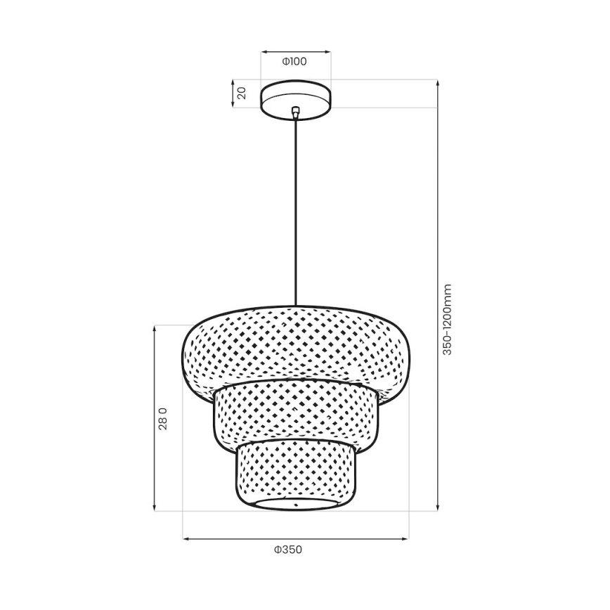 Lustre suspenso por cabo TULUM, 1xE27/15W/230V, diâmetro 35 cm, bambu