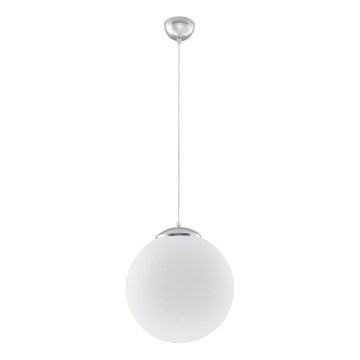Lustre suspenso por cabo UGO 1xE27/15W/230V Ø 40 cm branco/cromado brilhante