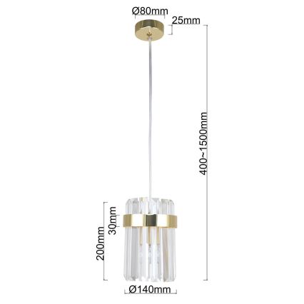 Lustre suspenso por cabo VETRO 1xE14/10W/230V dourado