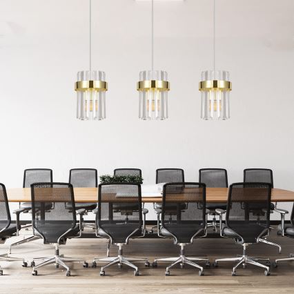 Lustre suspenso por cabo VETRO 3xE14/10W/230V dourado